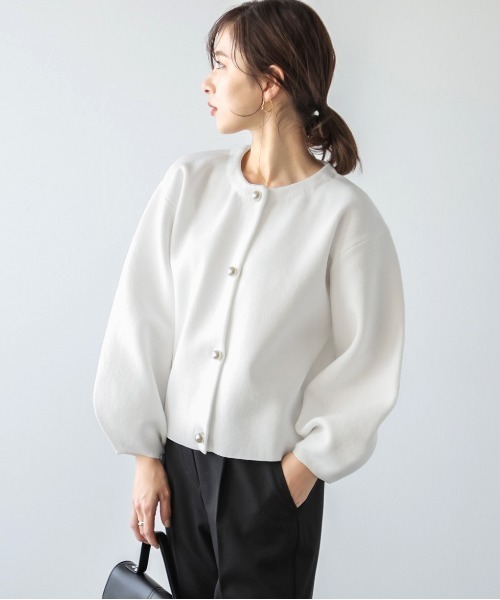Lajour(ラジュール)の「日本製 ニットカーディガン(カーディガン/ボレロ・レディース・ホワイト/ブラック・フリー)」の15枚目の写真