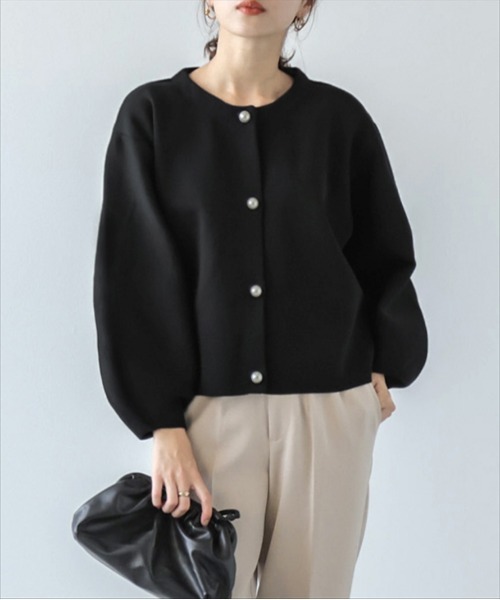 Lajour(ラジュール)の「日本製 ニットカーディガン(カーディガン/ボレロ・レディース・ホワイト/ブラック・フリー)」の22枚目の写真