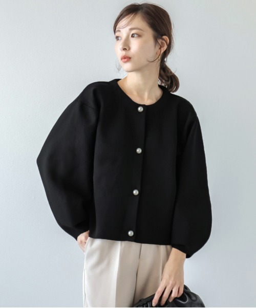 Lajour(ラジュール)の「日本製 ニットカーディガン(カーディガン/ボレロ・レディース・ホワイト/ブラック・フリー)」の21枚目の写真