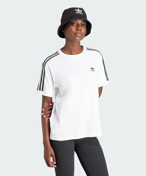 adidas(アディダス)の「スリーストライプスTシャツ / アディダスオリジナルス adidas Originals(Tシャツ/カットソー・レディース・ブラック/ホワイト/ブルー/パープル/ブラウン系その他・LARGE/XX-LARGE/SMALL/MEDIUM/X-SMALL/X-LARGE/3XL)」の7枚目の写真