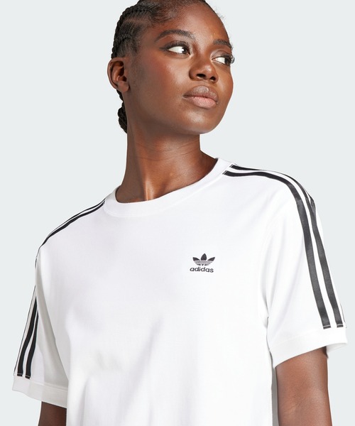adidas(アディダス)の「スリーストライプスTシャツ / アディダスオリジナルス adidas Originals(Tシャツ/カットソー・レディース・ブラック/ホワイト/ブルー/パープル/ブラウン系その他・LARGE/XX-LARGE/SMALL/MEDIUM/X-SMALL/X-LARGE/3XL)」の8枚目の写真