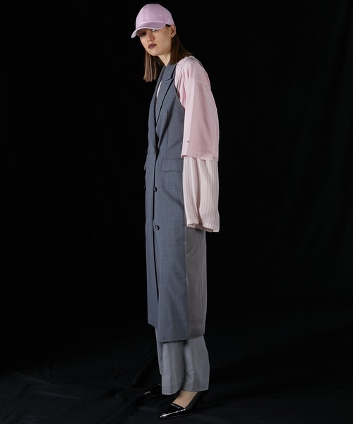 PRANK PROJECT（プランクプロジェクト）の「テーラードジレドレス / Tailored Gilet Dress（ジャンパースカート・レディース・ブラック/グレー・FREE）」の4枚目の写真