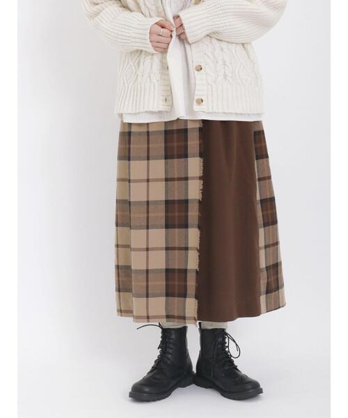 Samansa Mos2（サマンサ モスモス）の「配色チェック柄ラップ風スカート（スカート・レディース・イエロー/レッド/ベージュ/ブルー・F）」の5枚目の写真