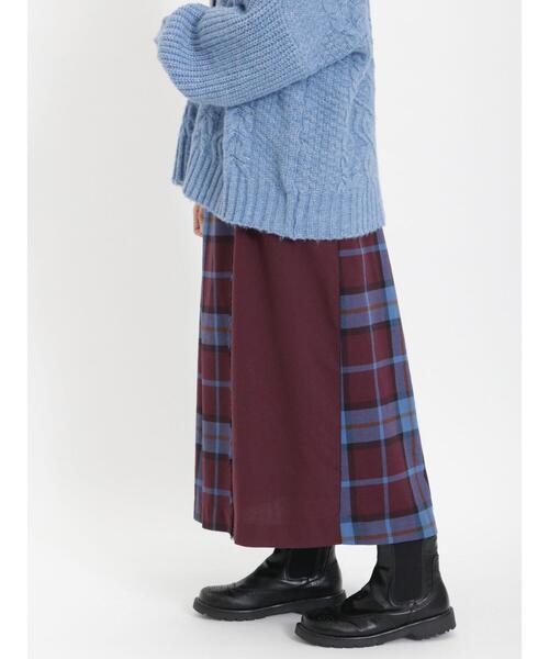 Samansa Mos2（サマンサ モスモス）の「配色チェック柄ラップ風スカート（スカート・レディース・イエロー/レッド/ベージュ/ブルー・F）」の6枚目の写真