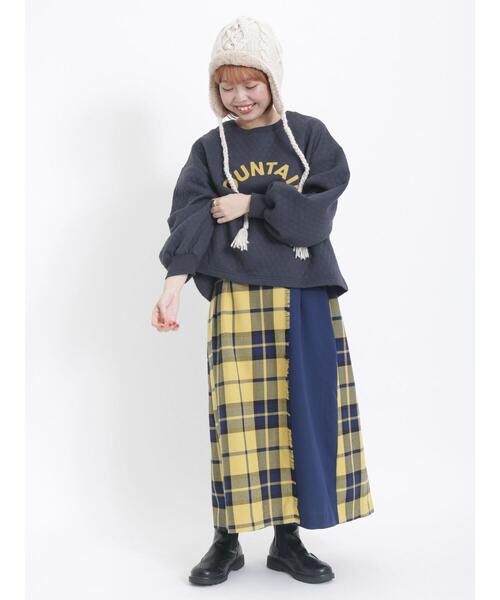 Samantha Thavasa - サマンサ キルト風チェックスカート Samansa Mos2（サマンサ モスモス）の「配色チェック柄ラップ風