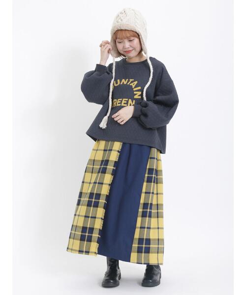 Samansa Mos2（サマンサ モスモス）の「配色チェック柄ラップ風スカート（スカート・レディース・イエロー/レッド/ベージュ/ブルー・F）」の15枚目の写真