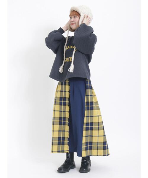 Samansa Mos2（サマンサ モスモス）の「配色チェック柄ラップ風スカート（スカート・レディース・イエロー/レッド/ベージュ/ブルー・F）」の16枚目の写真