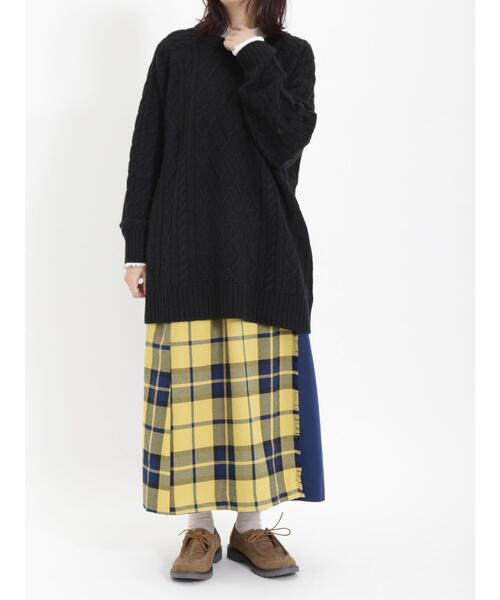 Samansa Mos2（サマンサ モスモス）の「配色チェック柄ラップ風スカート（スカート・レディース・イエロー/レッド/ベージュ/ブルー・F）」の17枚目の写真