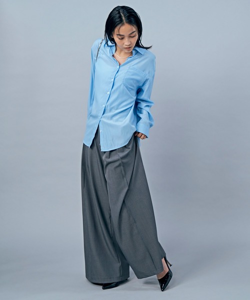 LIENCOEUR（リアンクール）の「ドロップダウンルーズシアーシャツ（シャツ/ブラウス・レディース・ライトブルー/ホワイト・SMALL/MEDIUM）」の14枚目の写真