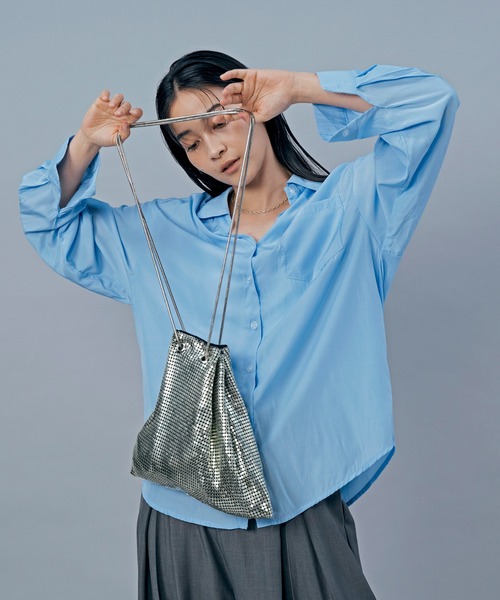 LIENCOEUR（リアンクール）の「ドロップダウンルーズシアーシャツ（シャツ/ブラウス・レディース・ライトブルー/ホワイト・SMALL/MEDIUM）」の4枚目の写真