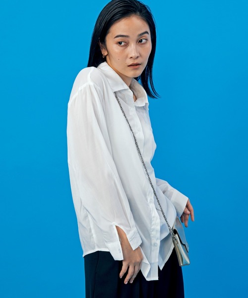 LIENCOEUR（リアンクール）の「ドロップダウンルーズシアーシャツ（シャツ/ブラウス・レディース・ライトブルー/ホワイト・SMALL/MEDIUM）」の21枚目の写真