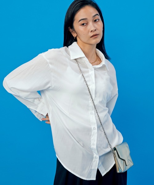 LIENCOEUR（リアンクール）の「ドロップダウンルーズシアーシャツ（シャツ/ブラウス・レディース・ライトブルー/ホワイト・SMALL/MEDIUM）」の20枚目の写真