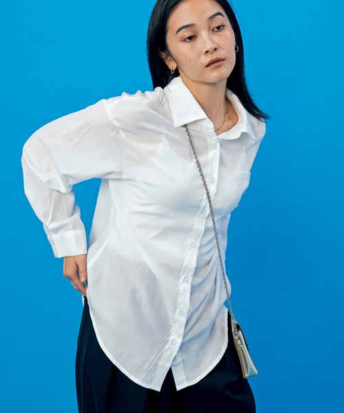 LIENCOEUR（リアンクール）の「ドロップダウンルーズシアーシャツ（シャツ/ブラウス・レディース・ライトブルー/ホワイト・SMALL/MEDIUM）」の22枚目の写真