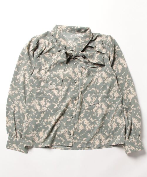 Miscere(ミスケーレ)の「☆ モノトーン柄リボンタイ ブラウス 36404(シャツ/ブラウス・レディース・ベージュ/ホワイト/グリーン・FREE)」の3枚目の写真
