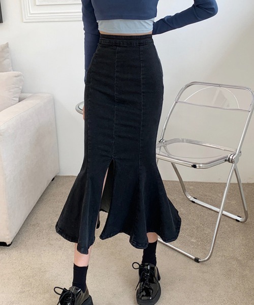 Miniministore(ミニミニストア)の「デニムマーメイドスカート大人セクシー(デニムスカート・レディース・ブラック/ライトブルー・M/S/L/XL)」の4枚目の写真