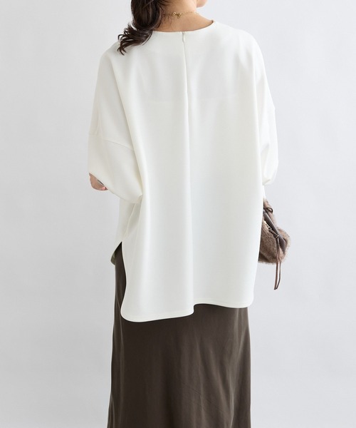 リヴドロワ　rive droite グレージュダンボールポンチョプルオーバー ダンボールポンチョプルオーバー（Tシャツ/カットソー）｜RIVE