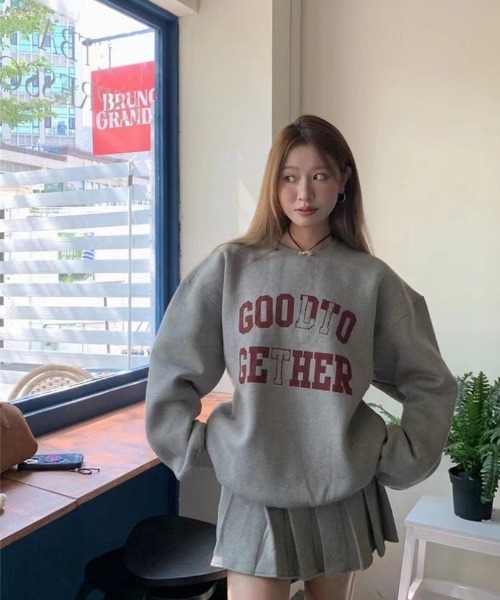 おしゃれスタ(オシャレスタ)の「英字レターカジュアルトレーナー(スウェット・レディース・グレー・M/L/XL/XXL)」の4枚目の写真