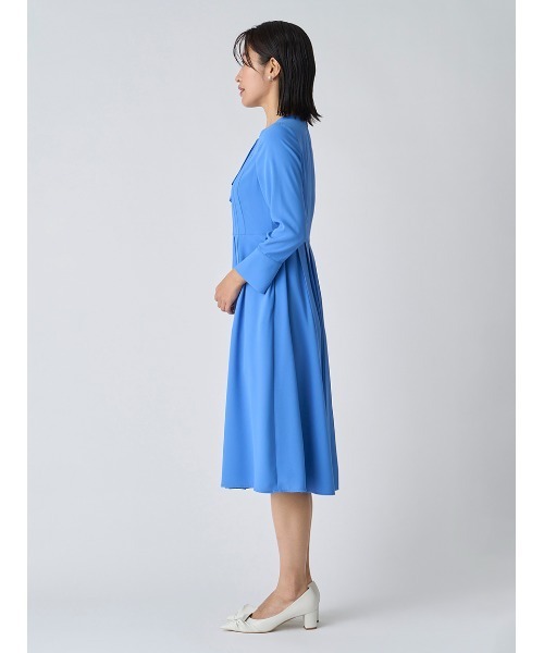【良品】CELFORD プリーツワンピース ライトブルー 長袖 ロング M CELFORD（セルフォード）の「ボウタイプリーツワンピース（ワンピース