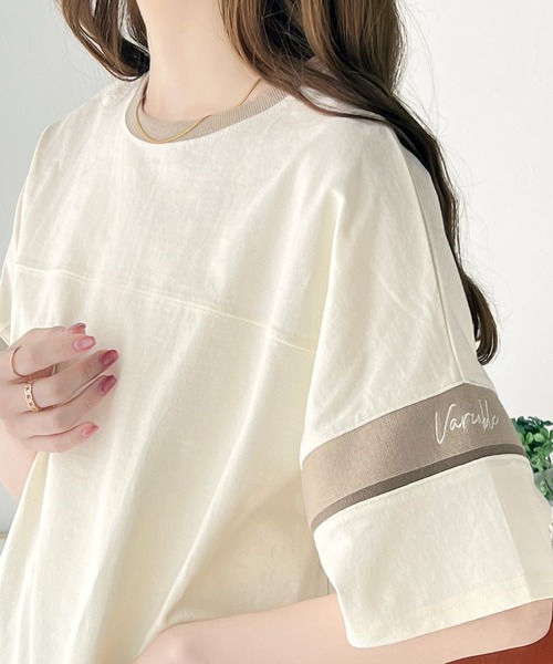 《Javaジャバコラボ》着回しを楽しめる。綿100%前後2wayフライトチェックインロゴ刺繍半袖Tシャツ jv1260299 main image 1