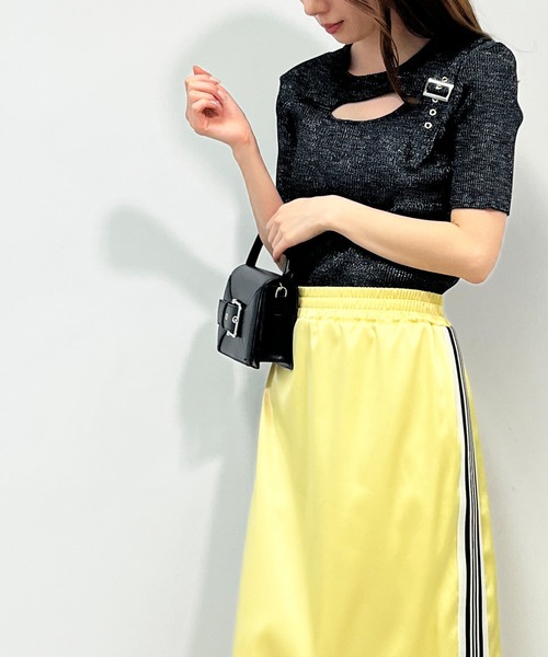 ANAP（アナップ）の「ラメ糸 ベルトデザイン リブニット トップス（ニット/セーター・レディース・ライトピンク/ブラック/オフホワイト/ブルー・FREE）」の15枚目の写真