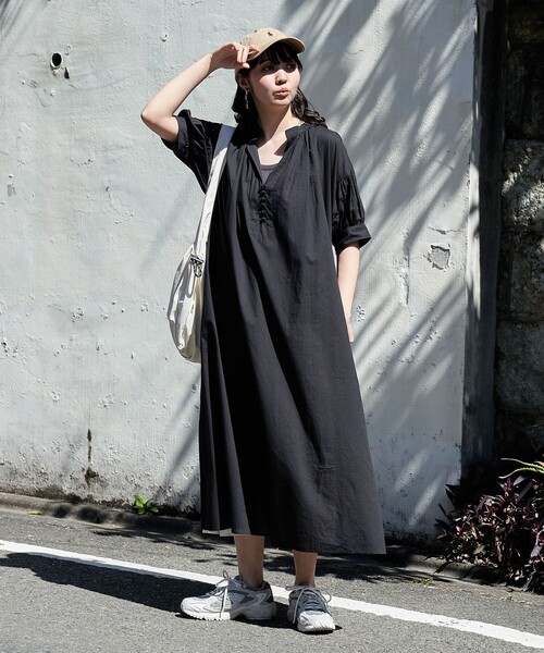 FREAK'S STORE（フリークスストア）の「WEB限定　インド 組紐ボタン スキッパーワンピース（ワンピース・レディース・グリーン/ブラック/ブルー/オフホワイト/オレンジ/イエロー・SMALL/MEDIUM）」の10枚目の写真