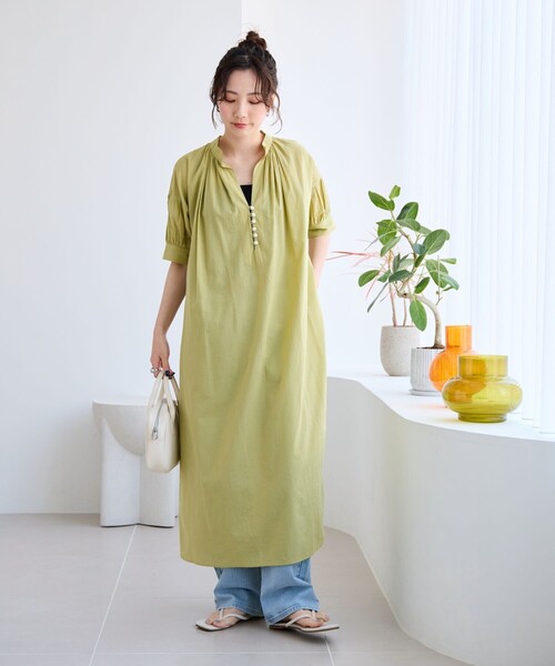 セール】WEB限定 インド 組紐ボタン スキッパーワンピース