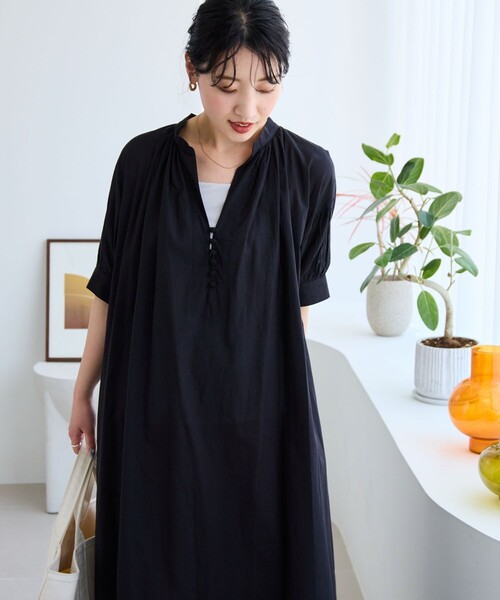 FREAK'S STORE（フリークスストア）の「WEB限定　インド 組紐ボタン スキッパーワンピース（ワンピース・レディース・グリーン/ブラック/ブルー/オフホワイト/オレンジ/イエロー・SMALL/MEDIUM）」の19枚目の写真