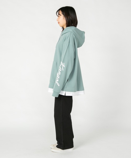 KANGOL(カンゴール)の「【KANGOL/カンゴール】 フェイクレイヤード 袖プリント ビッグシルエット 裏毛フーディー プルオーバーパーカー(パーカー・メンズ・ライトグリーン/グレー/ブラック・X-LARGE/MEDIUM/LARGE)」の6枚目の写真