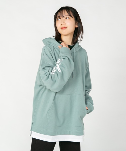 KANGOL(カンゴール)の「【KANGOL/カンゴール】 フェイクレイヤード 袖プリント ビッグシルエット 裏毛フーディー プルオーバーパーカー(パーカー・メンズ・ライトグリーン/グレー/ブラック・X-LARGE/MEDIUM/LARGE)」の14枚目の写真