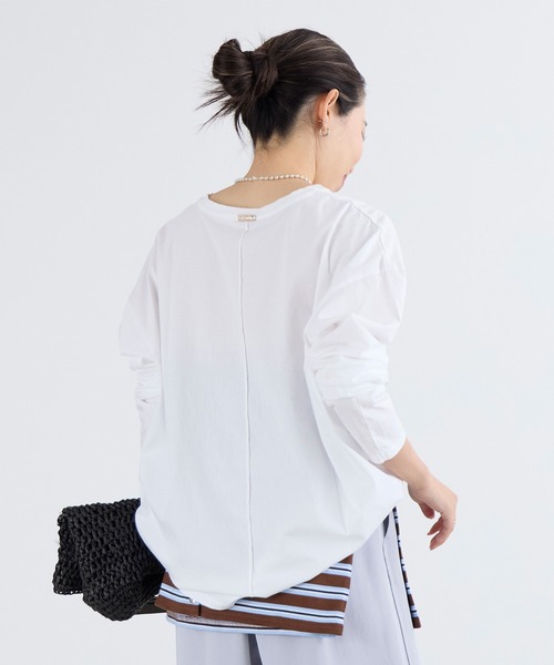 MICA&DEAL(マイカ&ディール)の「ベーシックロングTシャツ(Tシャツ/カットソー・レディース・ホワイト/スミクロ・FREE)」の12枚目の写真