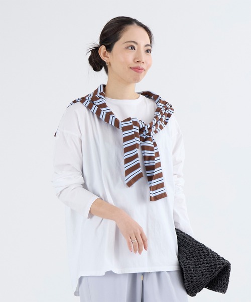 MICA&DEAL(マイカ&ディール)の「ベーシックロングTシャツ(Tシャツ/カットソー・レディース・ホワイト/スミクロ・FREE)」の13枚目の写真
