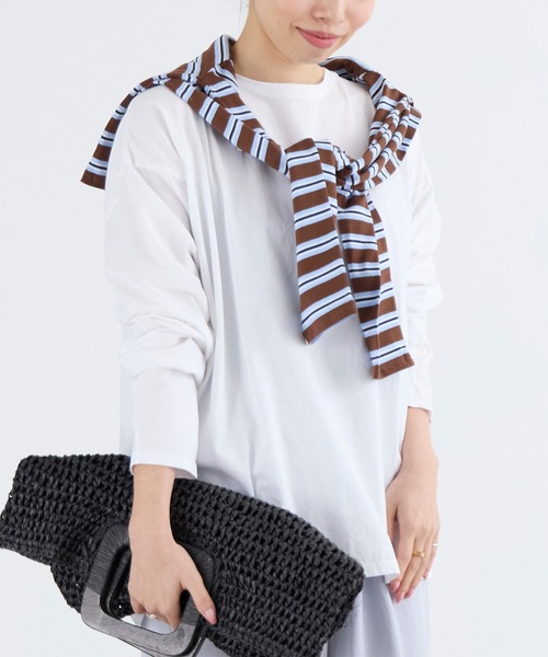 MICA&DEAL(マイカ&ディール)の「ベーシックロングTシャツ(Tシャツ/カットソー・レディース・ホワイト/スミクロ・FREE)」の14枚目の写真