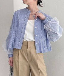 fredy emue | 袖チュールクロップドブラウス(シャツ/ブラウス)