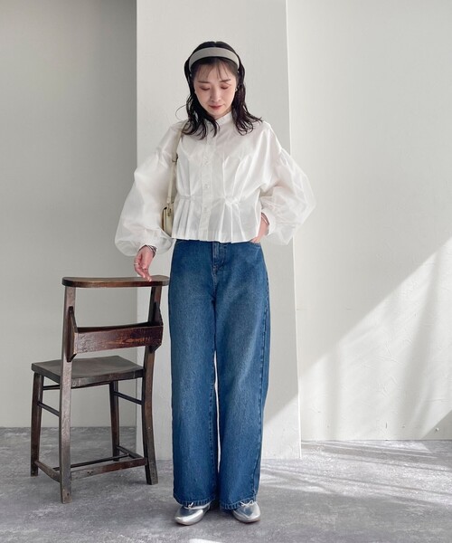 fredy emue（フレディエミュ）の「袖チュールクロップドブラウス（シャツ/ブラウス・レディース・オフホワイト/ブラック/ブルー系その他・38）」の4枚目の写真