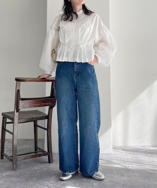 fredy emue（フレディエミュ）の「袖チュールクロップドブラウス（シャツ/ブラウス・レディース・オフホワイト/ブラック/ブルー系その他・38）」の5枚目の写真