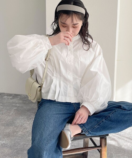 fredy emue（フレディエミュ）の「袖チュールクロップドブラウス（シャツ/ブラウス・レディース・オフホワイト/ブラック/ブルー系その他・38）」の13枚目の写真