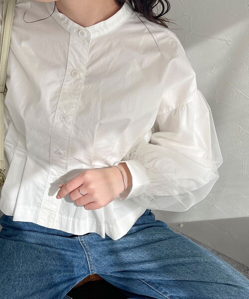 fredy emue（フレディエミュ）の「袖チュールクロップドブラウス（シャツ/ブラウス・レディース・オフホワイト/ブラック/ブルー系その他・38）」の16枚目の写真