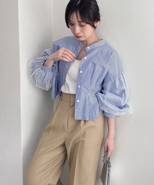 fredy emue（フレディエミュ）の「袖チュールクロップドブラウス（シャツ/ブラウス・レディース・オフホワイト/ブラック/ブルー系その他・38）」の22枚目の写真