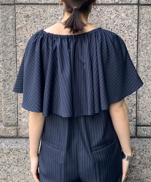 Doudou フリル付きブラウンサロペット DouDou オールインワン 「WEB限定」 フリルビスチェキャミ