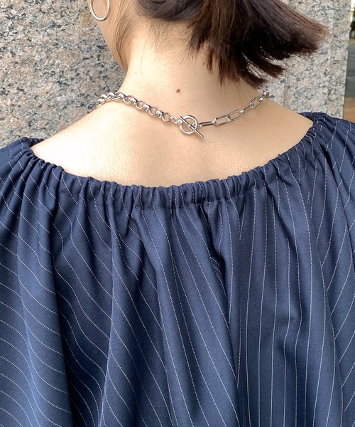 DouDou(ドゥドゥ)の「フリルビスチェ付ベアロパース(サロペット/オーバーオール・レディース・ネイビー/ブラック・36/38)」の9枚目の写真