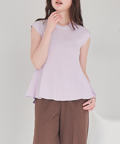 gypsohilaココフレンチスリーブニット　ニットベスト　スラブニット SHIPS Colors:〈手洗い可能〉ポロ フレンチスリーブ ニット ベスト