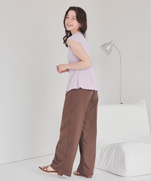 titivate（ティティベイト）の「ペプラムフレンチスリーブニットトップス（ニット/セーター・レディース・ブラック/オフホワイト/ラベンダー・FREE）」の15枚目の写真