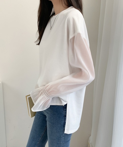 ABITOKYO(アビトーキョー)の「シアーキャンディスリーブカットソー(Tシャツ/カットソー・レディース・ベージュ/ホワイト/ブラック・M/L)」の5枚目の写真