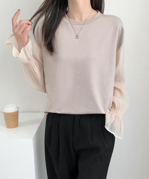ABITOKYO(アビトーキョー)の「シアーキャンディスリーブカットソー(Tシャツ/カットソー・レディース・ベージュ/ホワイト/ブラック・M/L)」の17枚目の写真