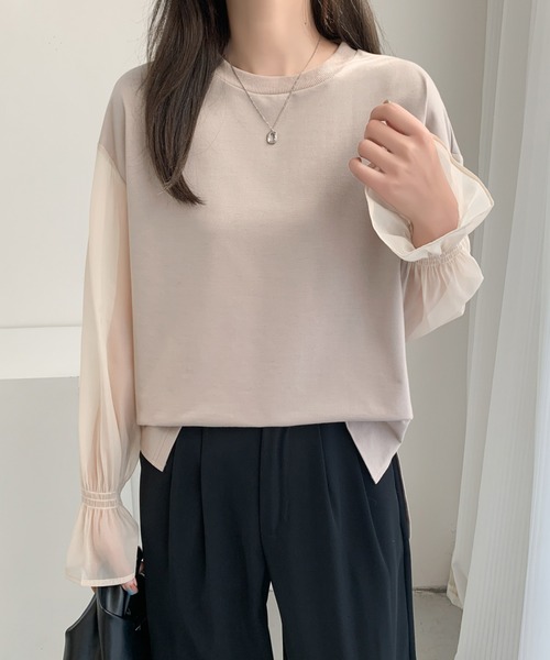 ABITOKYO(アビトーキョー)の「シアーキャンディスリーブカットソー(Tシャツ/カットソー・レディース・ベージュ/ホワイト/ブラック・M/L)」の18枚目の写真