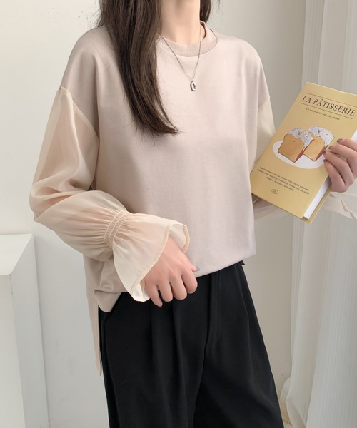 ABITOKYO(アビトーキョー)の「シアーキャンディスリーブカットソー(Tシャツ/カットソー・レディース・ベージュ/ホワイト/ブラック・M/L)」の20枚目の写真