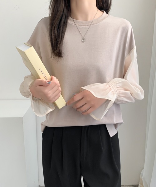 ABITOKYO(アビトーキョー)の「シアーキャンディスリーブカットソー(Tシャツ/カットソー・レディース・ベージュ/ホワイト/ブラック・M/L)」の21枚目の写真