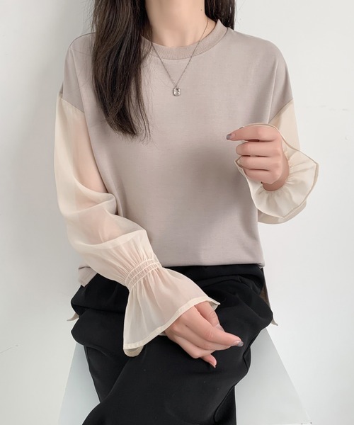 ABITOKYO(アビトーキョー)の「シアーキャンディスリーブカットソー(Tシャツ/カットソー・レディース・ベージュ/ホワイト/ブラック・M/L)」の22枚目の写真