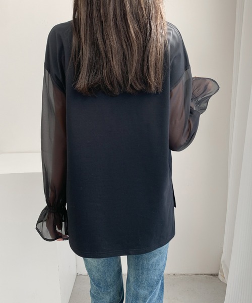 ABITOKYO(アビトーキョー)の「シアーキャンディスリーブカットソー(Tシャツ/カットソー・レディース・ベージュ/ホワイト/ブラック・M/L)」の9枚目の写真