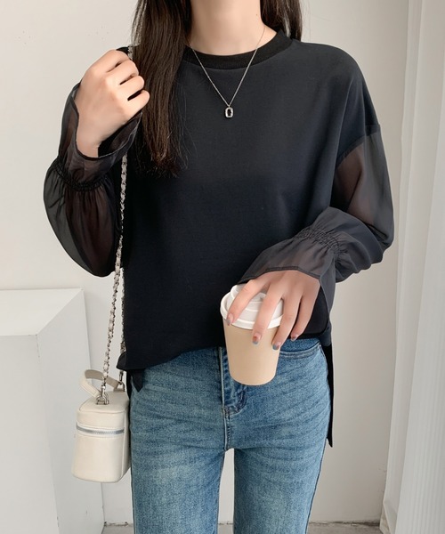 ABITOKYO(アビトーキョー)の「シアーキャンディスリーブカットソー(Tシャツ/カットソー・レディース・ベージュ/ホワイト/ブラック・M/L)」の11枚目の写真